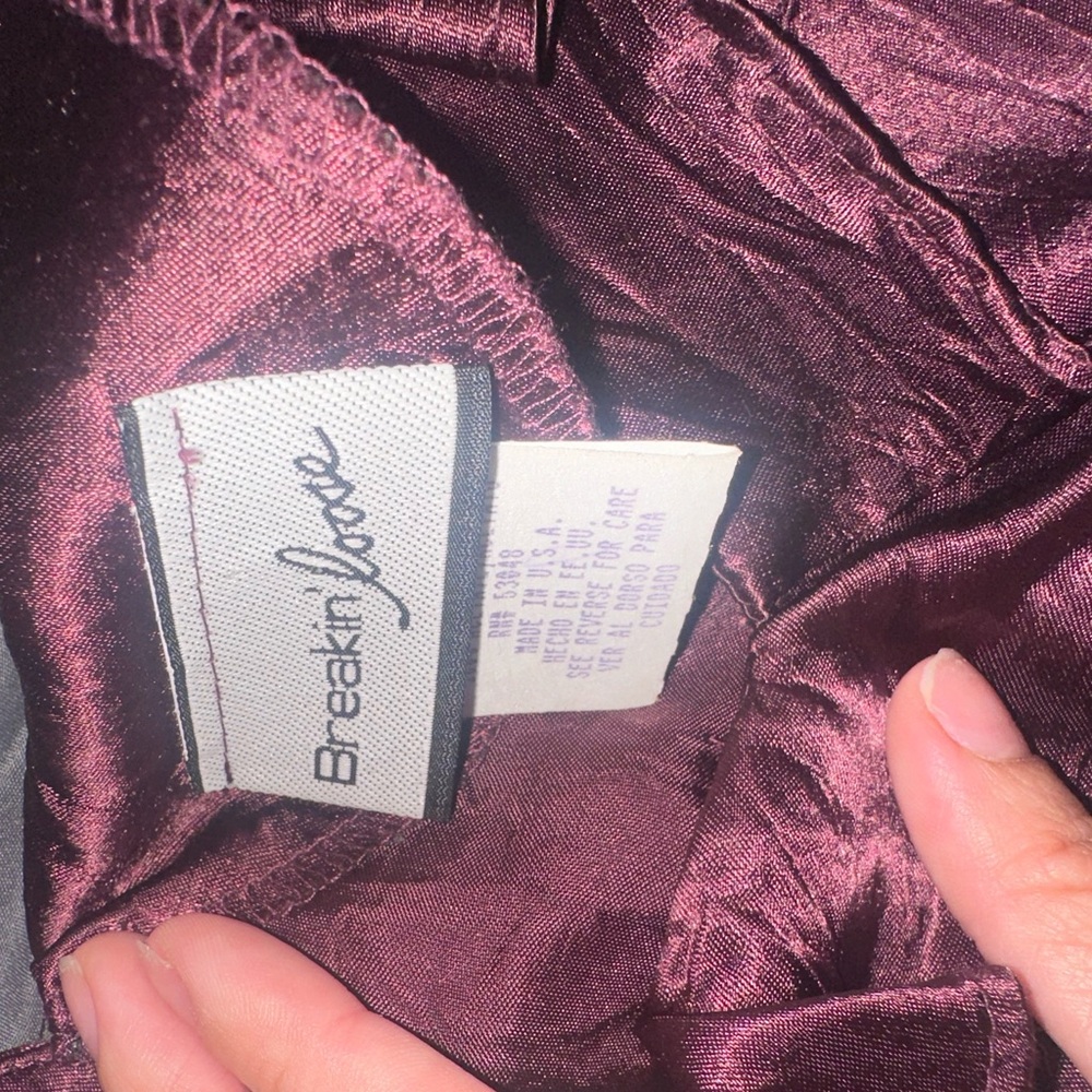 Vintage Y2K Burgundy Satin Midi Dress โ Ruffle Hem & Tie Back Size 3/4 - Picture 3 of 5